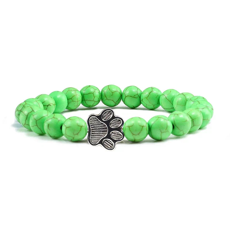 Beaded Paw Bracelet – Natural Stone Design
