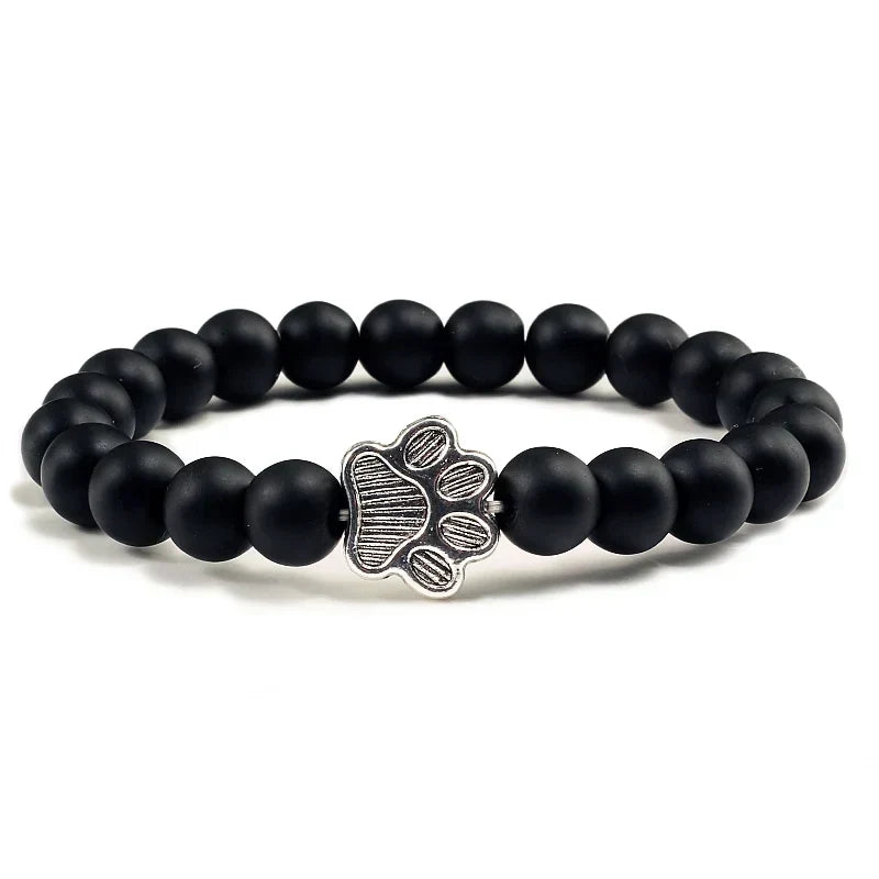 Beaded Paw Bracelet – Natural Stone Design