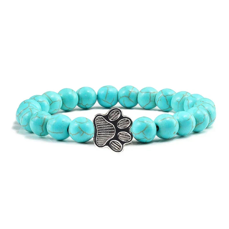 Beaded Paw Bracelet – Natural Stone Design
