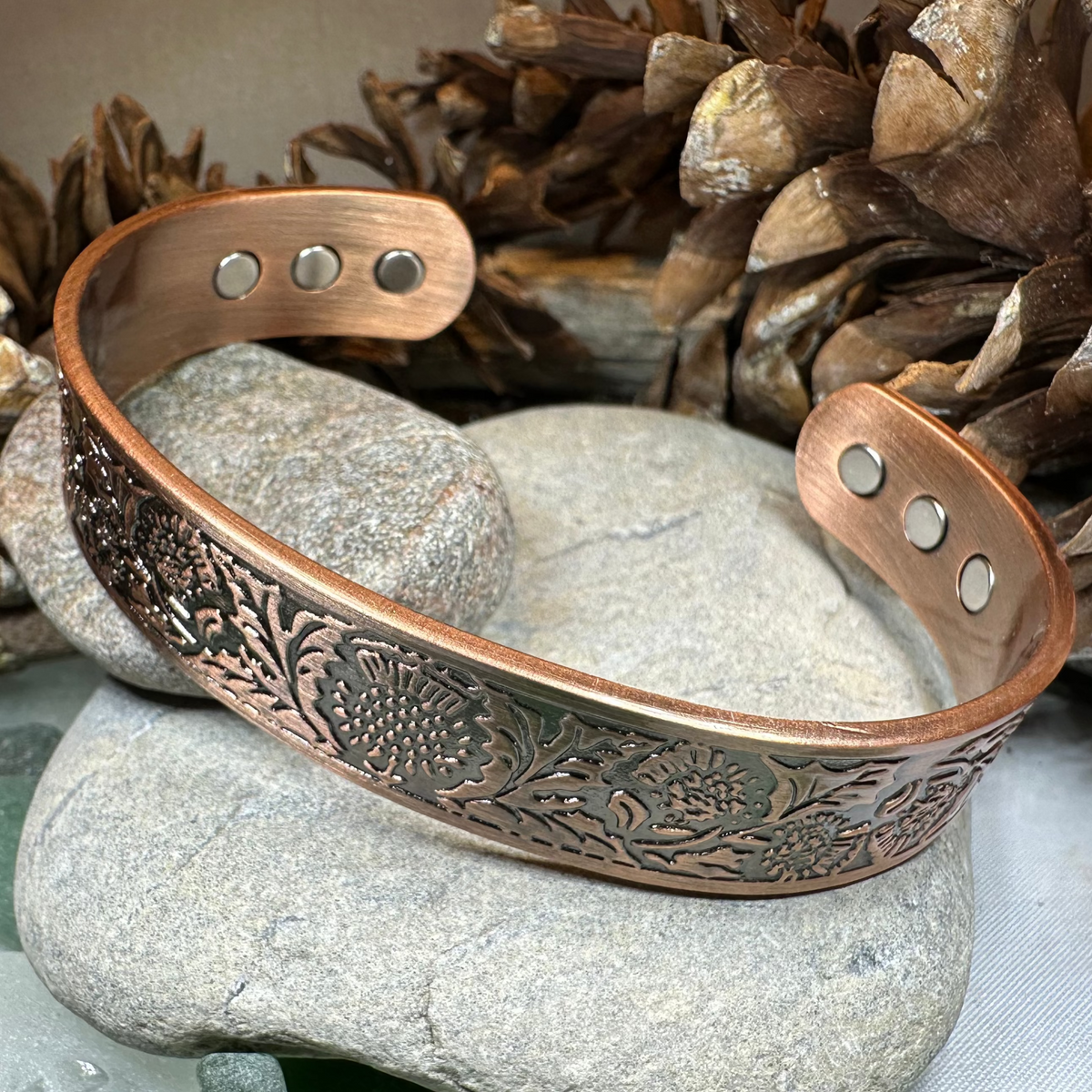 Scottish Thistle Copper Cuff Bracelet