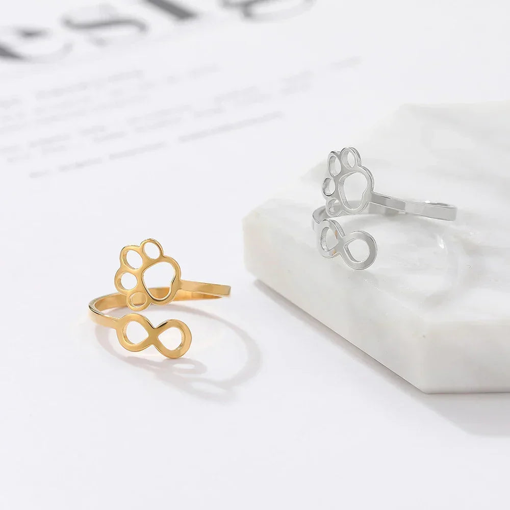 Adjustable Infinity Paw Ring – Stainless Steel