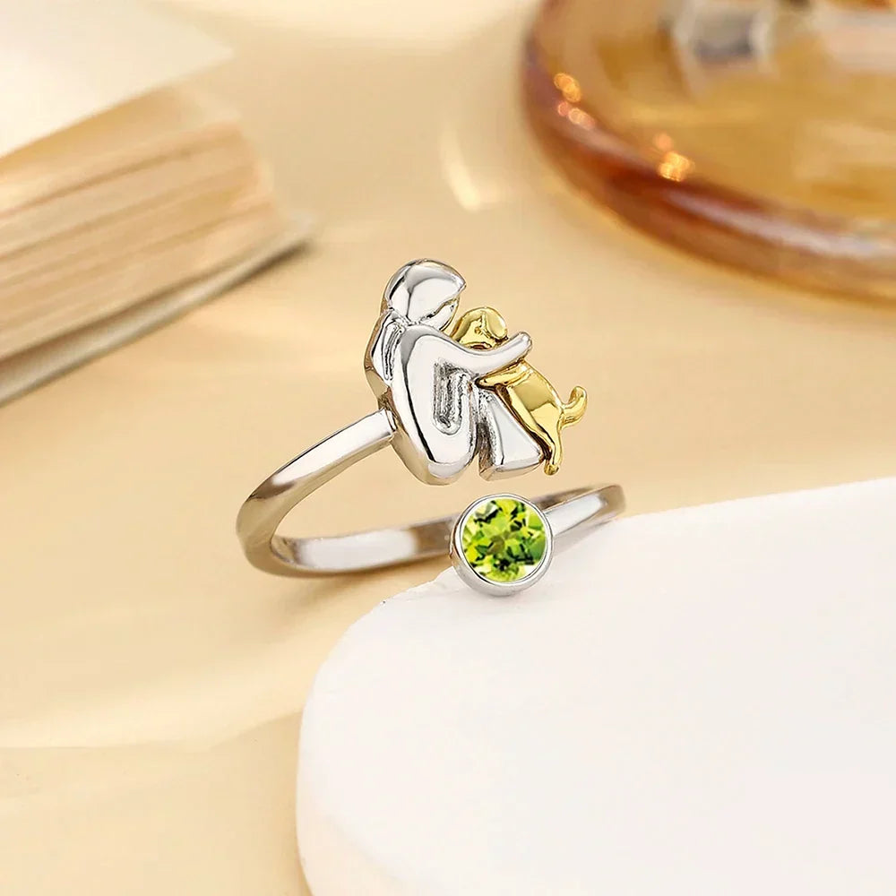 Elegant Dog Embrace Ring