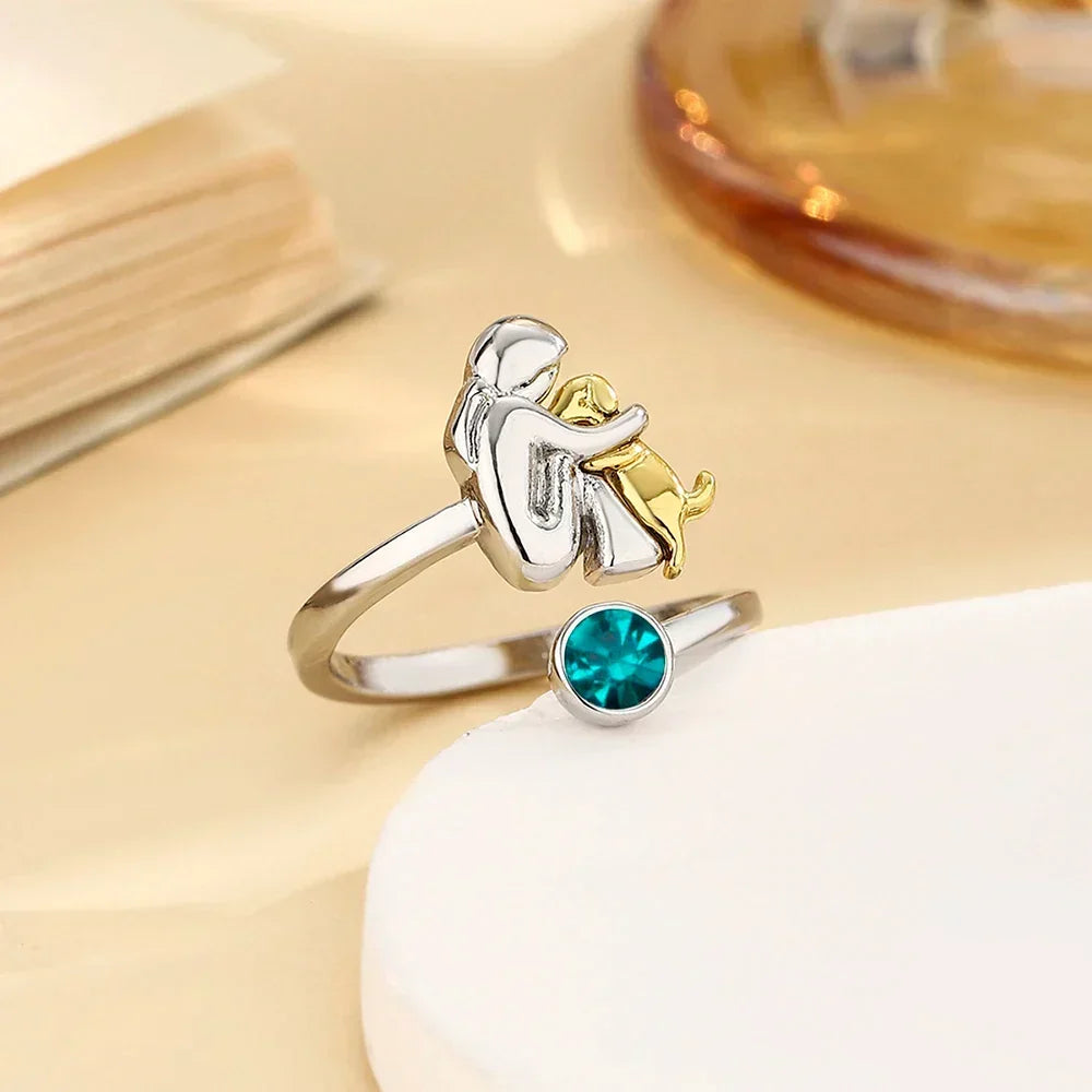 Elegant Dog Embrace Ring
